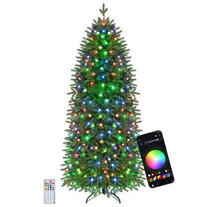 7.4 ft Pre-Lit Pencil Christmas Tree with 220 RGB LED Lights