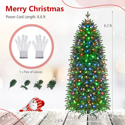 7.4 ft Pre-Lit Pencil Christmas Tree with 220 RGB LED Lights