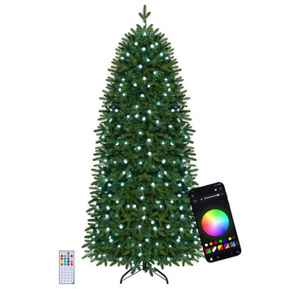 7.4 ft Pre-Lit Pencil Christmas Tree with 220 RGB LED Lights