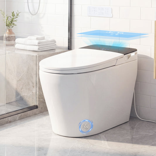 Smart Toilet with Built-in Bidet ADA Height with Auto Flush and Heated Seat and Remote-White