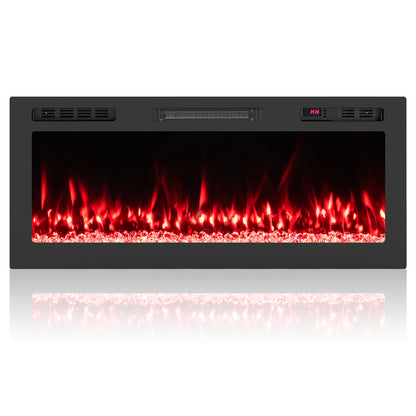Smart WiFi Electric Fireplace Wall Mounted & Recessed 750W/1500W Heater-42 Inch