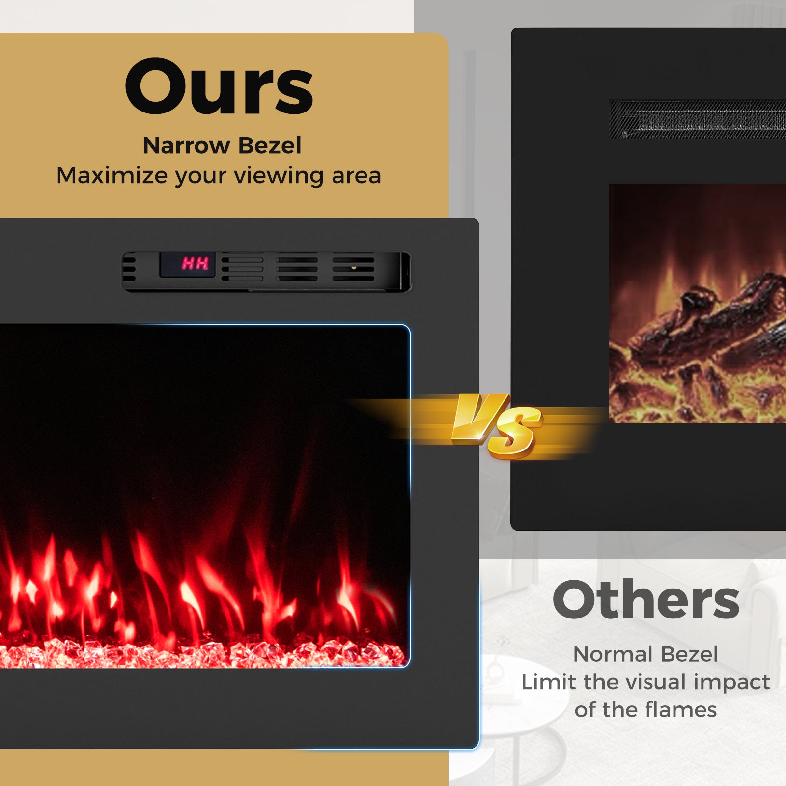 Smart WiFi Electric Fireplace Wall Mounted & Recessed 750W/1500W Heater-50 Inch