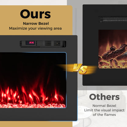 Smart WiFi Electric Fireplace Wall Mounted & Recessed 750W/1500W Heater-68 Inch