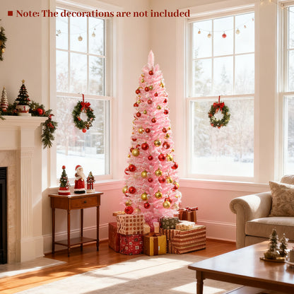 Snow Flocked 5 FT Artificial Pink Xmas Tree with 328 Branch Tips