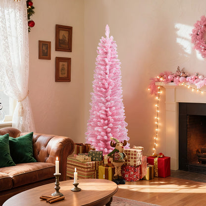 Snow Flocked 5 FT Artificial Pink Xmas Tree with 328 Branch Tips