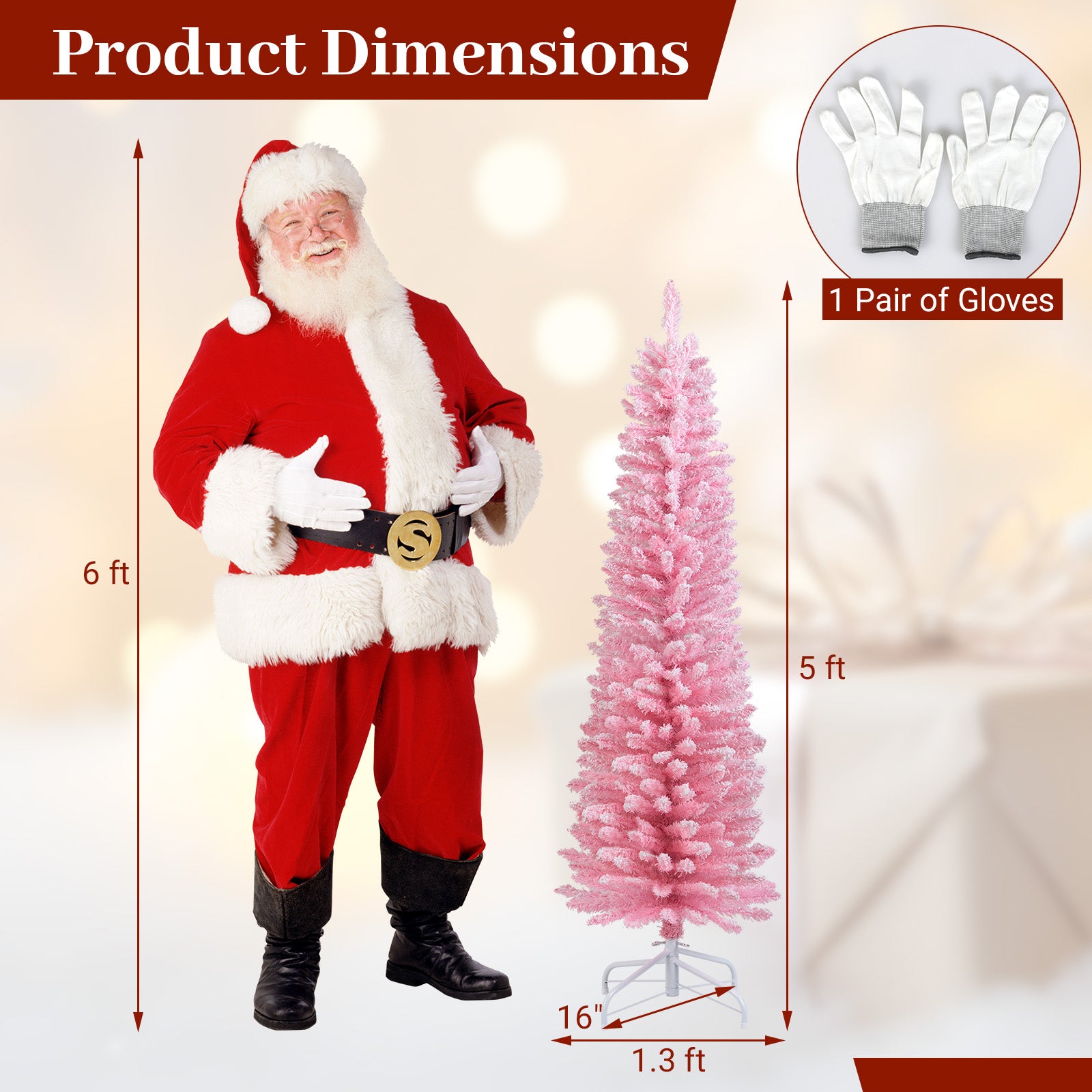 Snow Flocked 5 FT Artificial Pink Xmas Tree with 328 Branch Tips