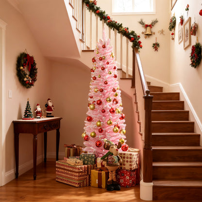 Snow Flocked 5 FT Artificial Pink Xmas Tree with 328 Branch Tips