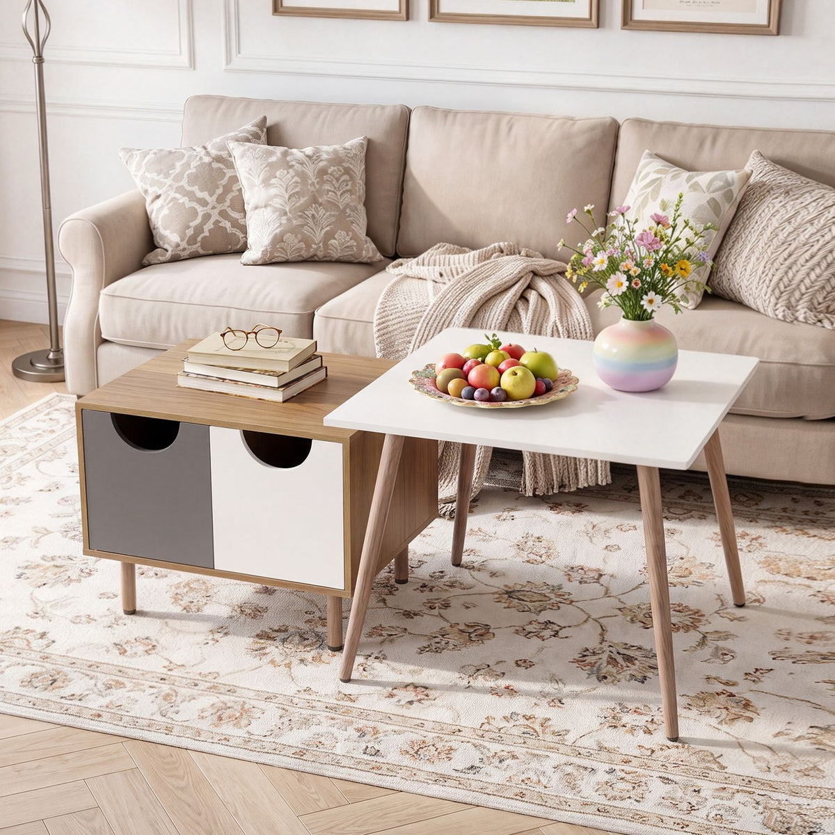 Sofa Side Tables with Metal Legs for Living Room