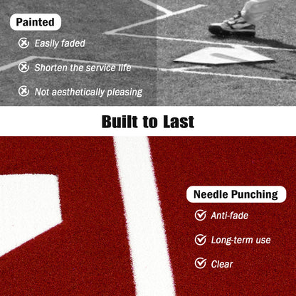 Softball Pitching Mat 10 x 3 Feet Softball Training Aid-Red