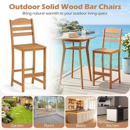 Acacia Wood Bar Stools with Curved Backrest - 400 LBS Capacity