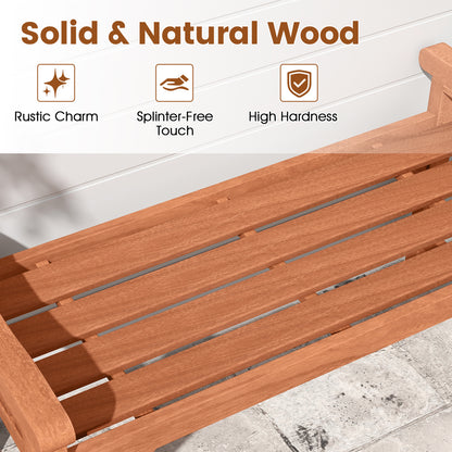 Solid Wood Backless Garden Bench with Support Handles