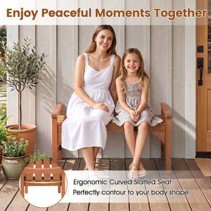 Solid Wood Backless Garden Bench with Support Handles