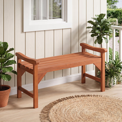 Solid Wood Backless Garden Bench with Support Handles
