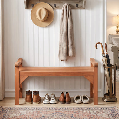 Solid Wood Backless Garden Bench with Support Handles