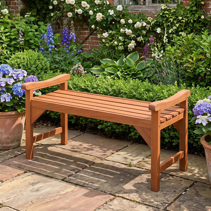 Solid Wood Backless Garden Bench with Support Handles