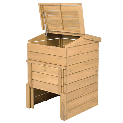 Solid Wood Compost Bin with Lockable Sliding Door and Flip