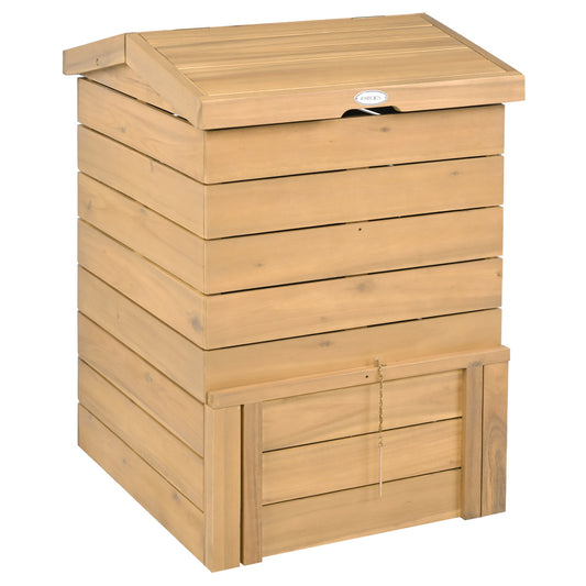 Solid Wood Compost Bin with Lockable Sliding Door and Flip
