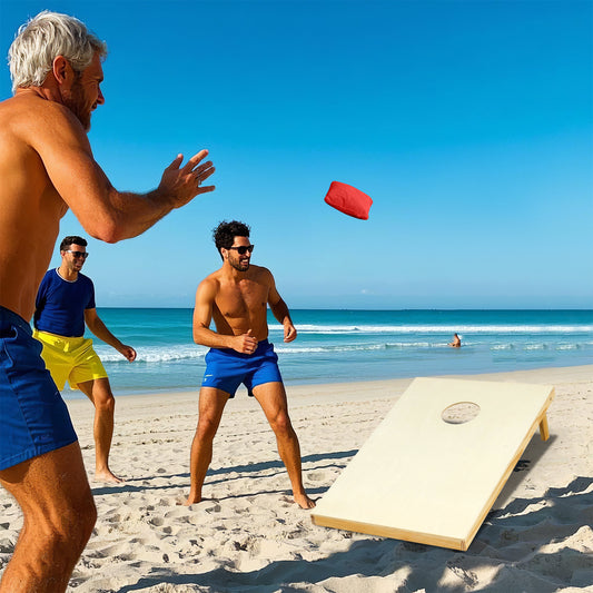 Solid Wood Cornhole Board Set Portable Corn Hole Game Board Includes 8 Bean Bags