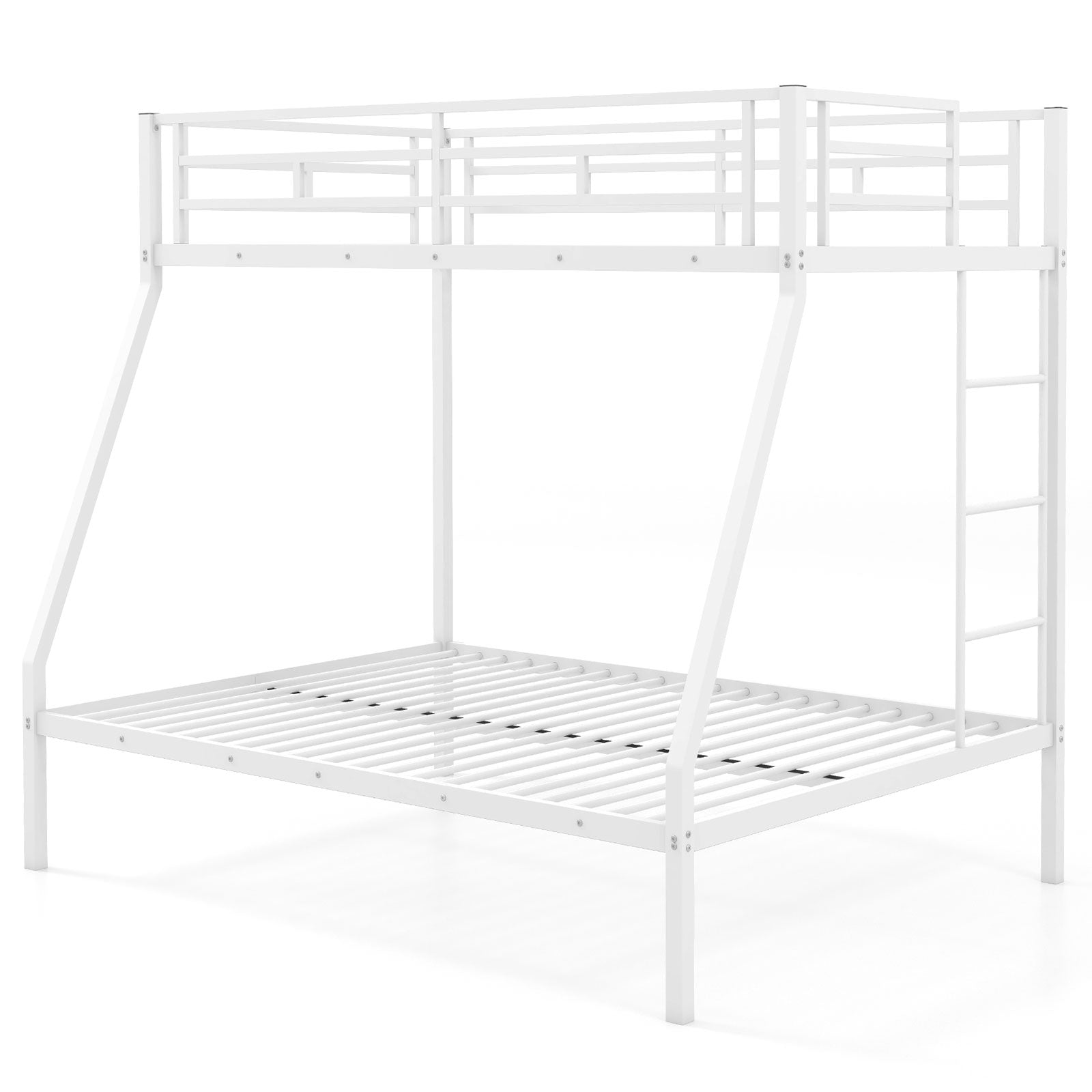 Space-saving Metal Slatted Bed Frame for Teens and Adults Noise-free No Box Spring Needed-White - White