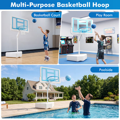 Pool Basketball Hoop with Adjustable Height & 2 Balls