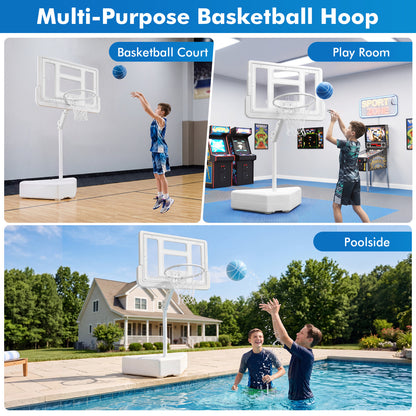 Pool Basketball Hoop with Adjustable Height & 2 Balls