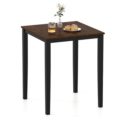 Square Dining Table with Solid Wood Frame for 4-Person-Black