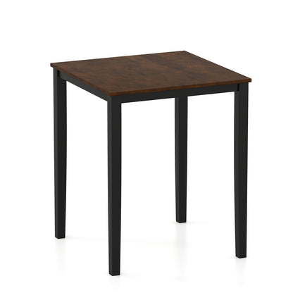 Square Dining Table with Solid Wood Frame for 4-Person-Black