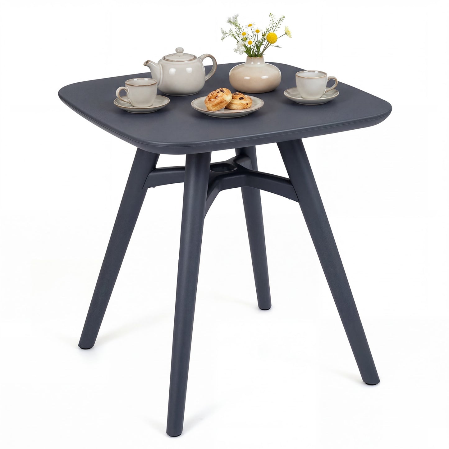 Square Outdoor Dining Table All-Weather Plastic Patio Bistro Table for 4