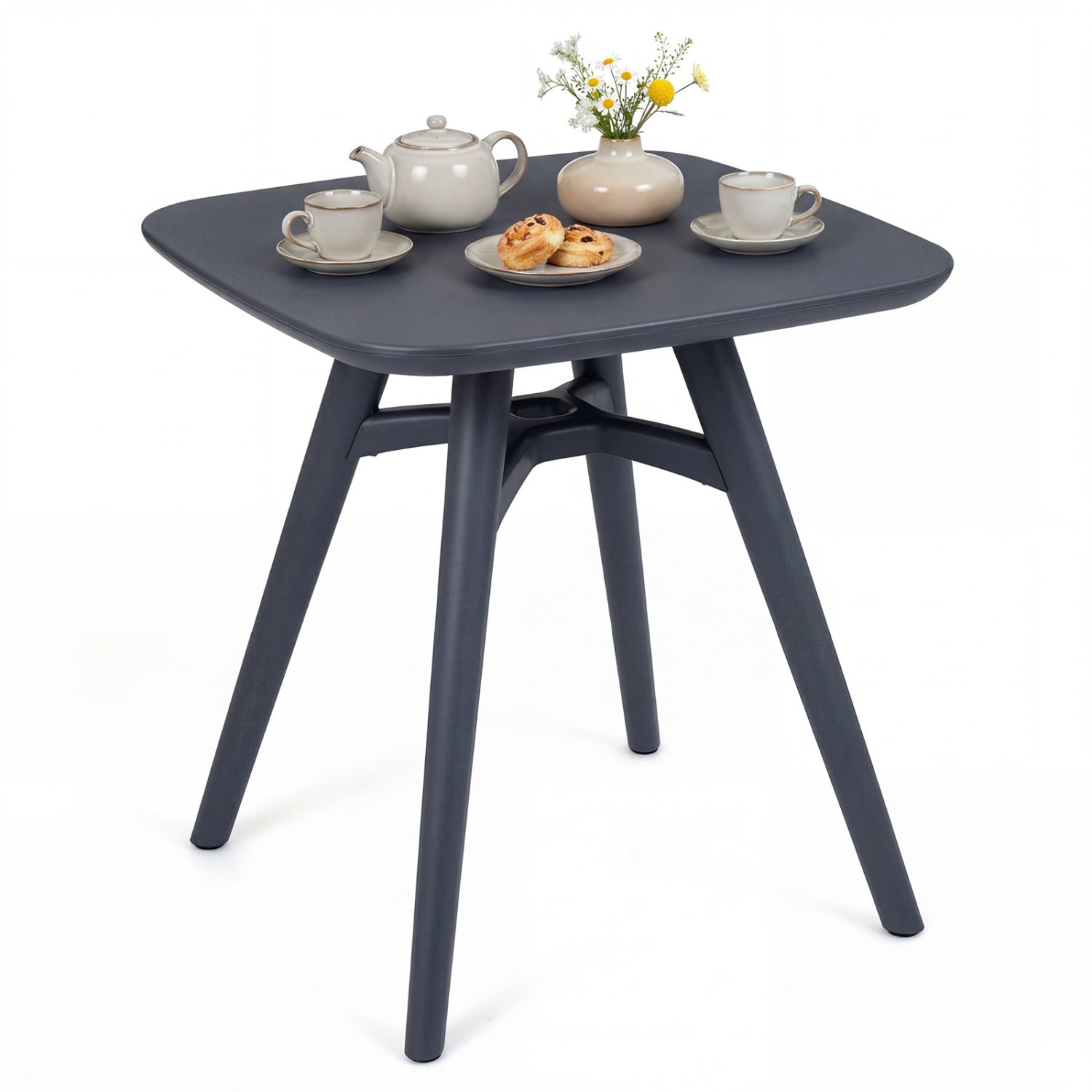 Square Outdoor Dining Table All-Weather Plastic Patio Bistro Table for 4