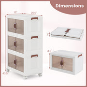 25.5/60 Gal Stackable Storage Boxes Bins with Magnetic Doors and Lockable Casters-M