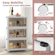 25.5/60 Gal Stackable Storage Boxes Bins with Magnetic Doors and Lockable Casters-M