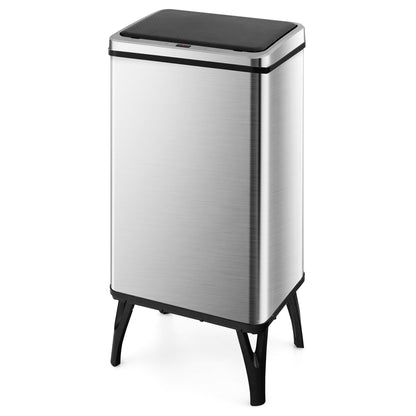 13.2 Gallon Stainless Steel Trash Can with Stay-on Lid and Soft Closure-Silver