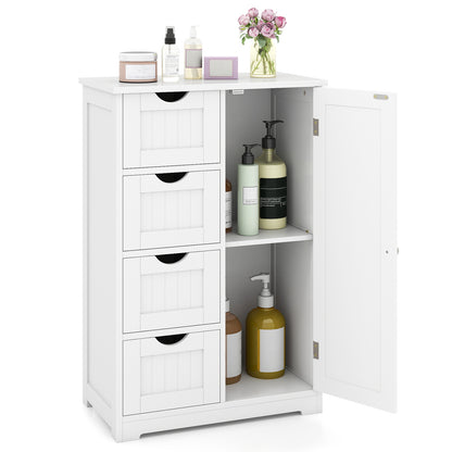 Standing Indoor Wooden Cabinet with 4 Drawers-Brown - White