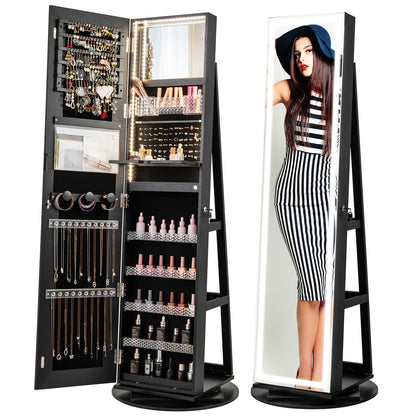 Standing Jewelry Cabinet with Adjustable LED Lights