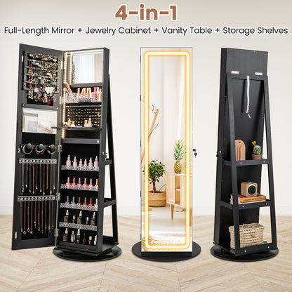 Standing Jewelry Cabinet with Adjustable LED Lights