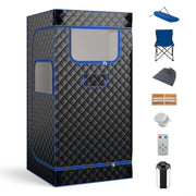Portable Steam Sauna with 3L Steam Generator Remote Control Wood Foot Massager and Foldable Chair for Home