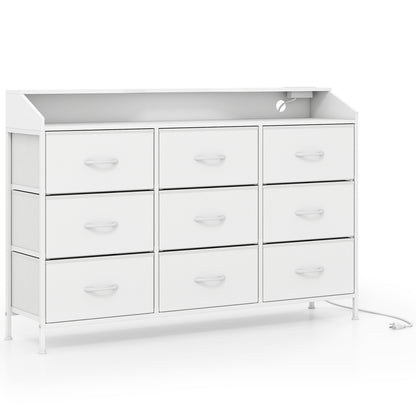 Storage Organizer with LED Lights and 9 Fabric Drawers for Bedroom
