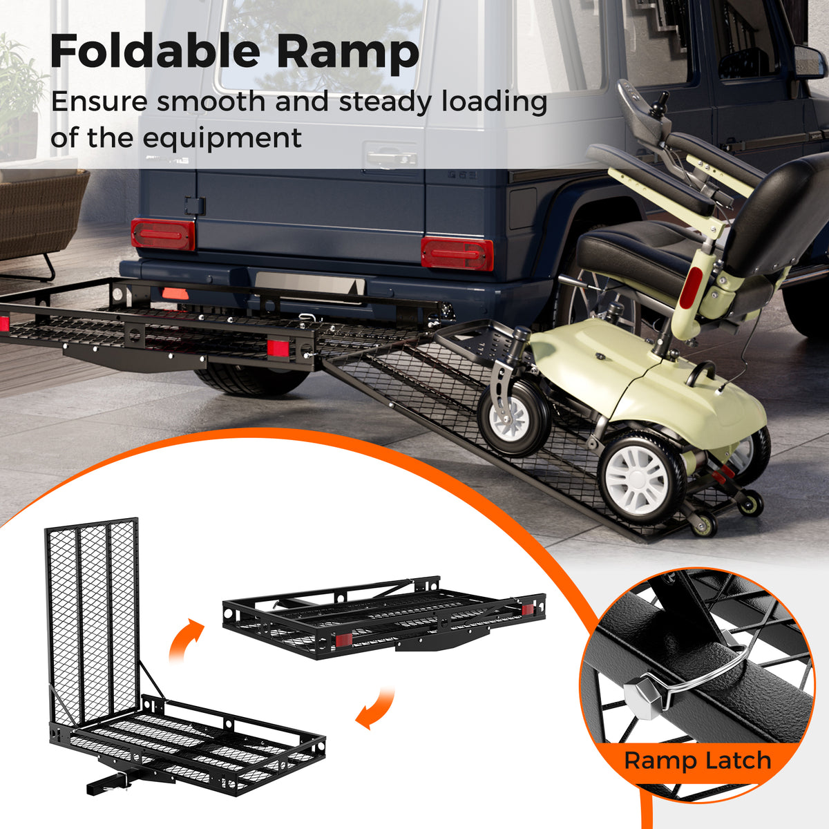Strong Electric Wheelchair Hitch Carrier Mobility Ramp