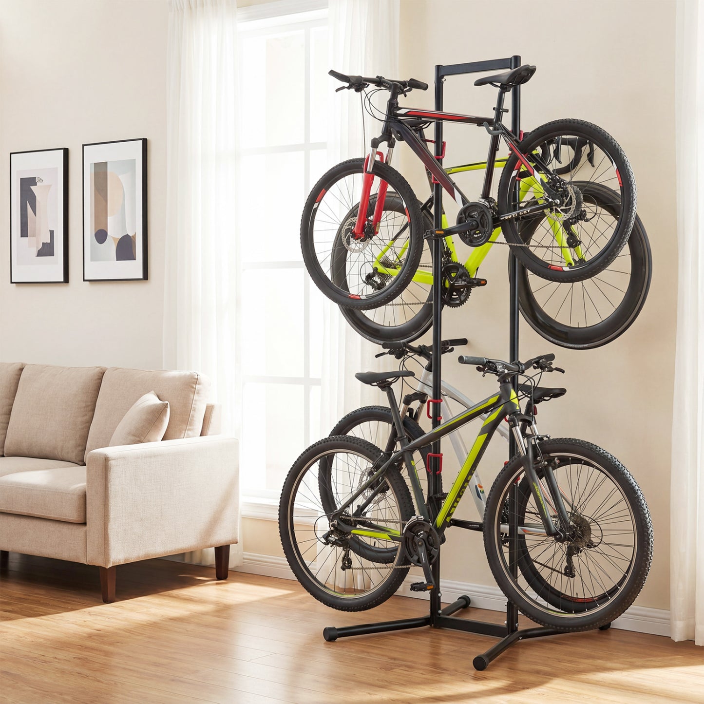4-Bike Vertical Storage Rack with Adjustable Arms