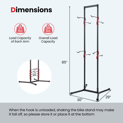 4-Bike Vertical Storage Rack with Adjustable Arms