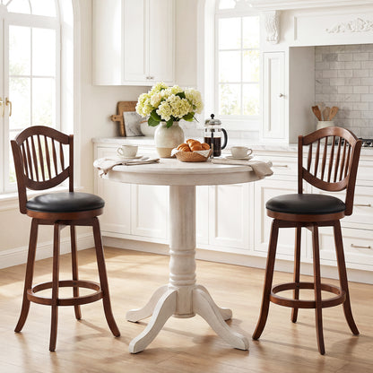 Swivel Bar Stools Set of 2 with Backrest and Wood Frame-30 Inches