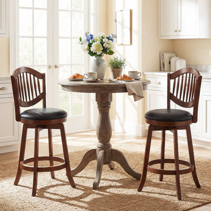 Swivel Bar Stools Set of 2 with Backrest and Wood Frame-25 Inches