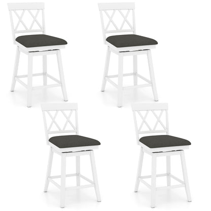 Swivel Bar Stools Set of 4 Counter Height Barstools with Backrest Upholstered Seat Cushion-24 inches