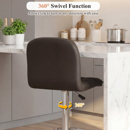 Swivel Bar Stools Set of 2 with Footrests and Metal Base