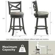 27/31 Inch Swivel Bar Stools Set of 2 with Hollow Back and Soft-padded Seat-27 Inch