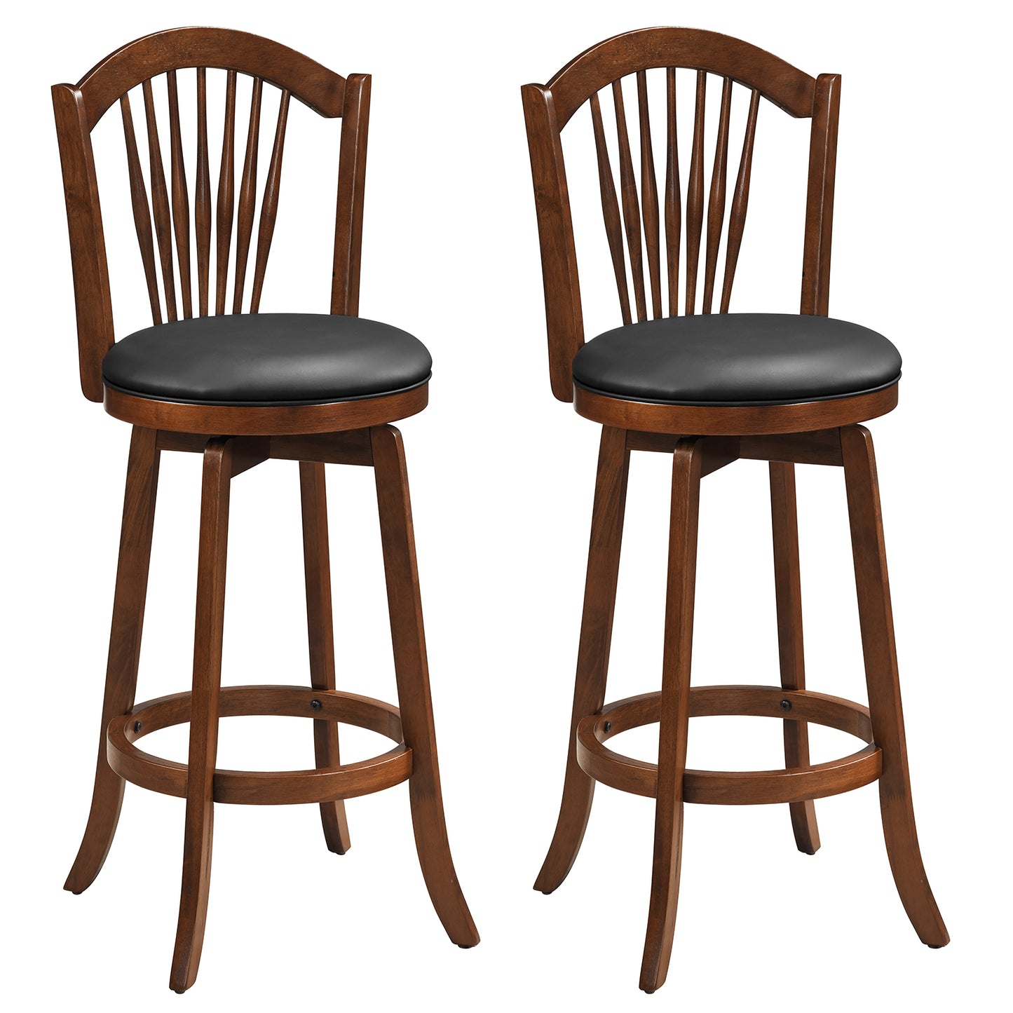 Swivel Bar Stools with Backrests and Wood Frame for Kitchen Island-29 Inch