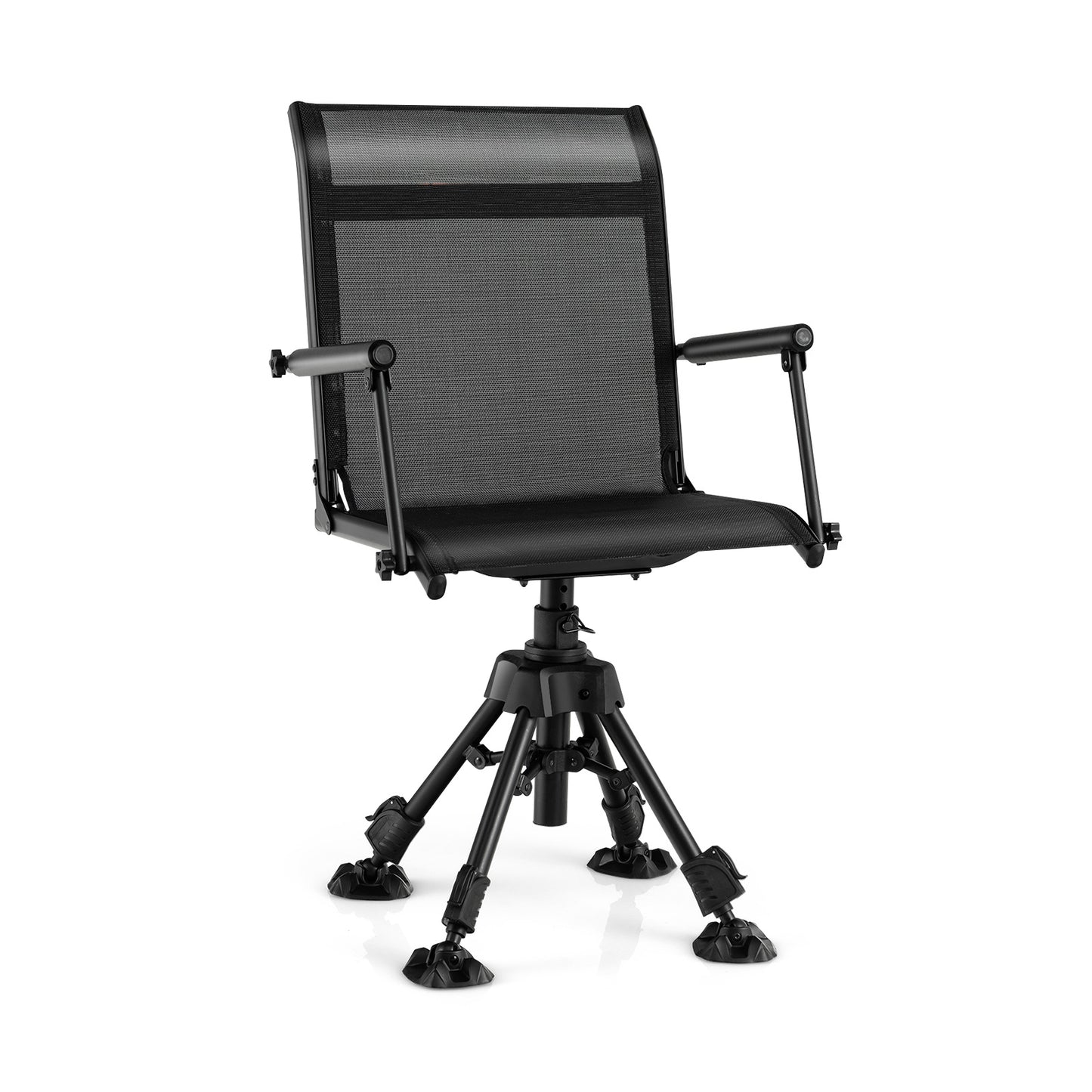 Folding Swivel Patio Chair with 4 Adjustable Leg-Camouflage - Black
