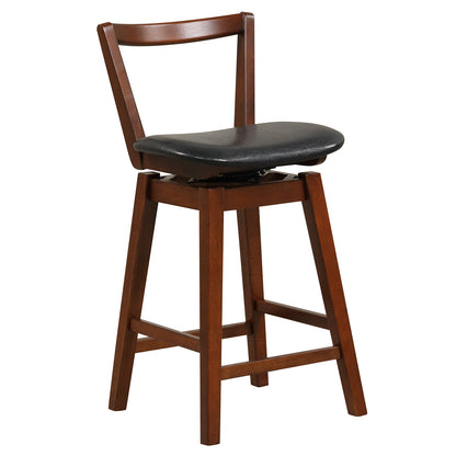 Swivel Upholstered PU Leather Stool with Backrest and Cushioned Seat-26 inches - 26 Inches