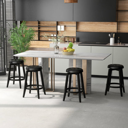 360¬∞ Swivel Upholstered Rubberwood Frame Bar Stool Set of 2 with Footrest-24 inches