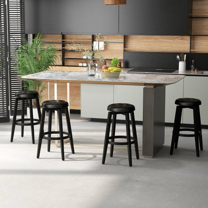 360¬∞ Swivel Upholstered Rubberwood Frame Bar Stool Set of 2 with Footrest-29 inches